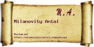 Milanovity Antal névjegykártya